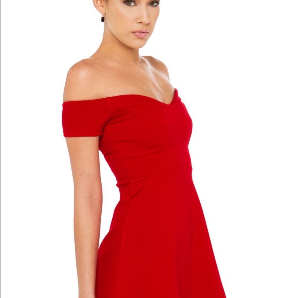 Red sweetheart cut dress